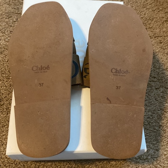 Chloe | Brown Woody Logo Slide Sandals - Picture 6 of 10